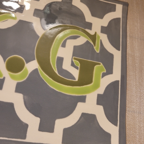 Jill Rosenwald Signed Ceramic Monogram K. G Tray - Picture 4 of 12